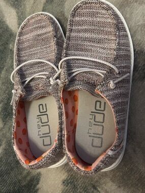 Hey Dude Kids Slip-On Sneakers in Heather Gray with Pink Trim